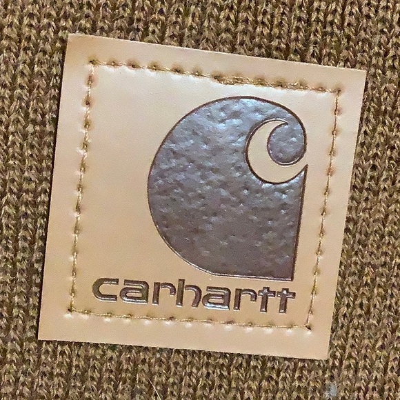 Carhartt brown winter beanie hat leather logo - Picture 3 of 5